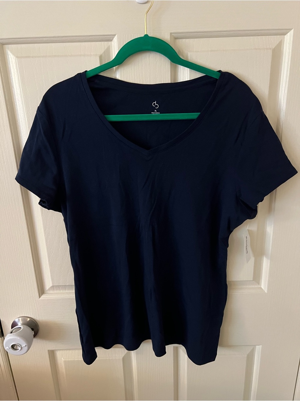 dressbarn Navy V-Neck Short Sleeve Tee